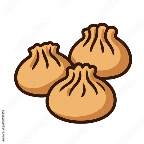 Chinese dumplings on a white background