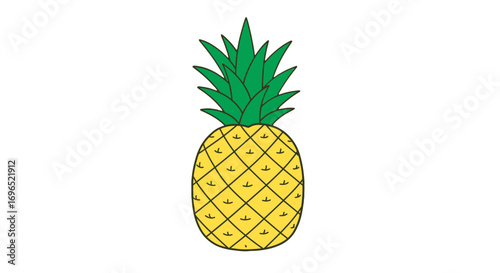 Fresh yellow pineapple fruit tropical summer healthy food sweet juicy delicious vitamin c pineapple drawing on transparent background