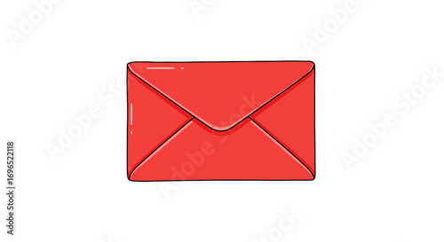 Red envelope mail correspondence message communication delivery postal service letter design graphic art on transparent background