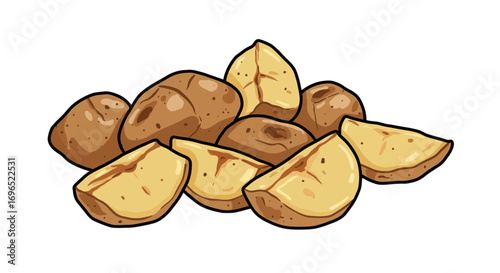 Fresh potatoes raw potatoes potato wedges food ingredient healthy eating vegetable garden cooking recipe on transparent background