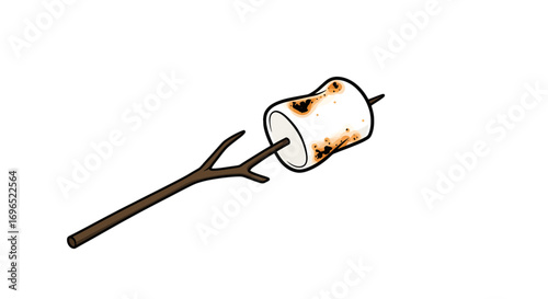 Marshmallow campfire treat roasted sweet dessert food stick camping barbecue summer snack delicious toasted on transparent background