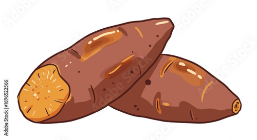 Sweet potatoes yam root vegetable healthy food nutrition diet fiber vitamins minerals delicious tasty cuisine on transparent background