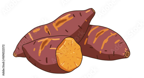 Sweet potato yam root vegetable food healthy eating nutrition diet organic harvest agriculture produce on transparent background