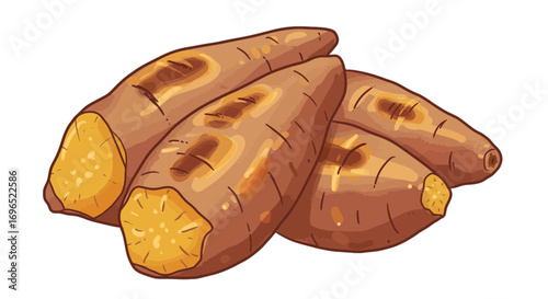 Roasted sweet potatoes delicious healthy food yummy snack tasty treat baked sweetpotato vegan side dish on transparent background
