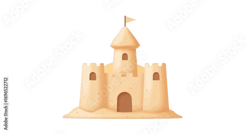 Sandcastle beach summer vacation holiday seaside coast ocean sea castle sand fun tower building on transparent background