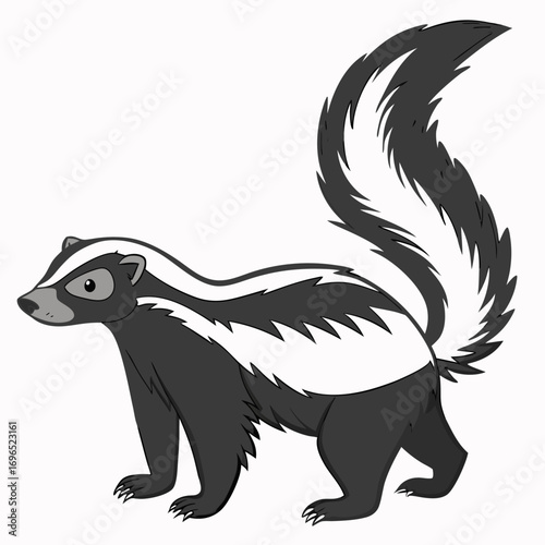 Cartoon skunk with black and white fur