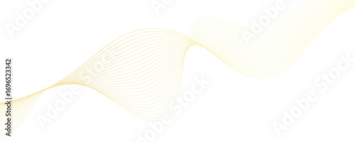 Luxury abstract gold wavy line pattern (guilloche curves) with copy space. Elegant golden color smooth gradient on white background.