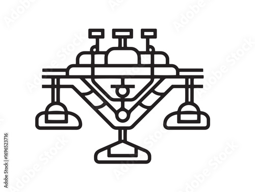 Advanced Seed Drill Attachment Icon in Clean Minimal Agricultural Vector Artwork