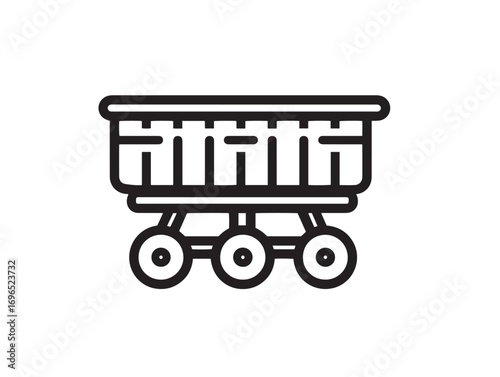Modern Seed Drill Box Icon in Sleek Minimal Farming Vector Illustration