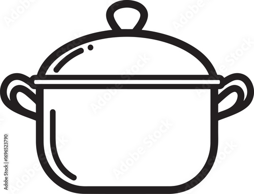 Black and white pot illustration for cooking and food preparation design elements kitchenware cooking utensils