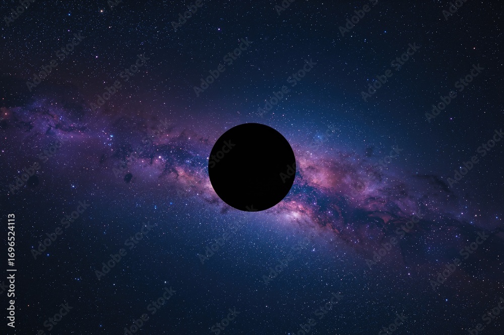 Fototapeta premium Fictional world under a vibrant starry sky with colorful nebulas