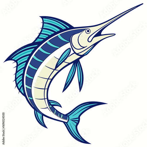Blue marlin fish jumping