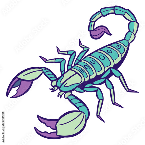 Stylized turquoise and purple scorpion