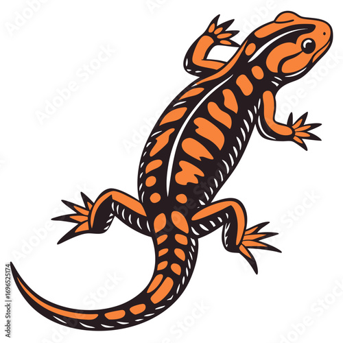 Orange and black spotted salamander