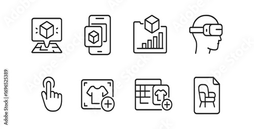E-commerce and ar line icon set. shopping, ar, vr icons in line style collection
