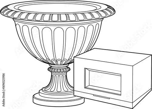 Urn and box vector illustration design element clip art art