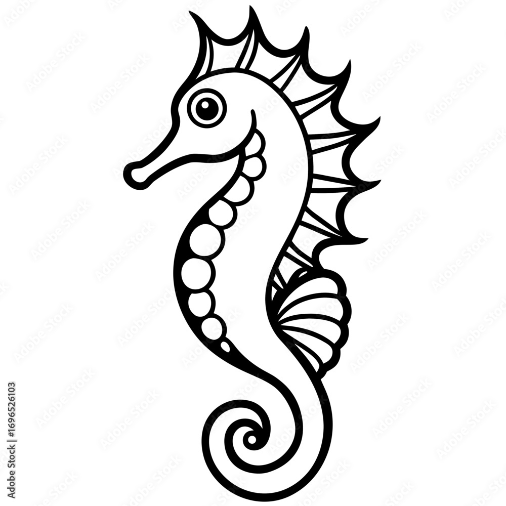 Fototapeta premium Oceanic Seahorse Jewel a simple line art vector