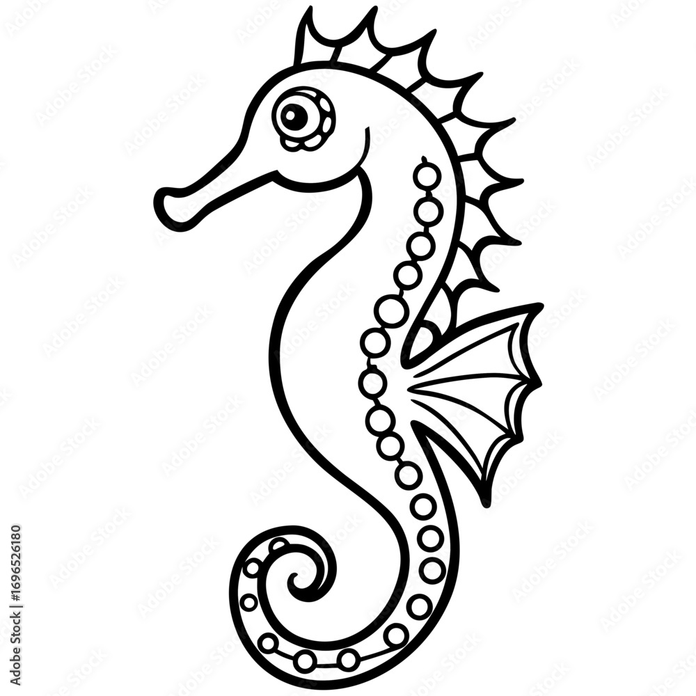 Fototapeta premium Oceanic Seahorse Jewel a simple line art vector