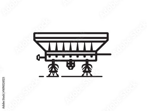 Farm Machinery Seed Drill Frame Icon with Modern Vector Line Illustration