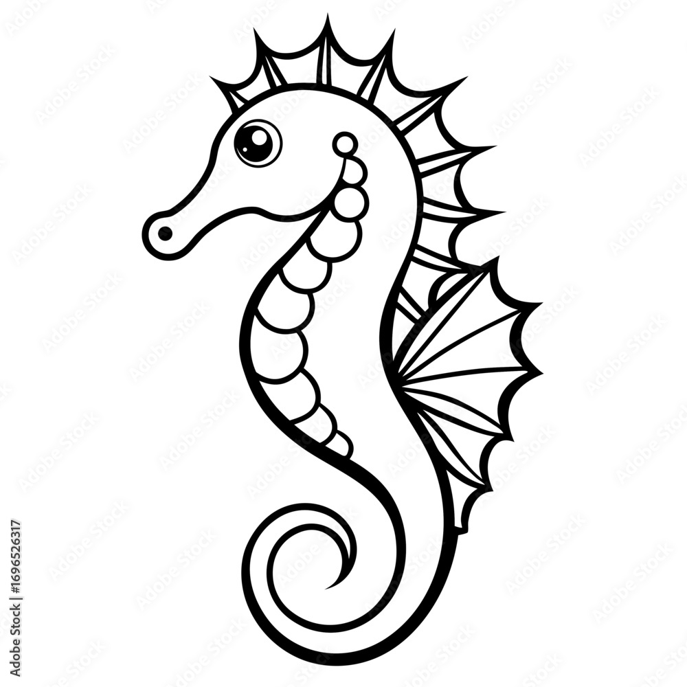 Fototapeta premium Oceanic Seahorse Jewel a simple line art vector