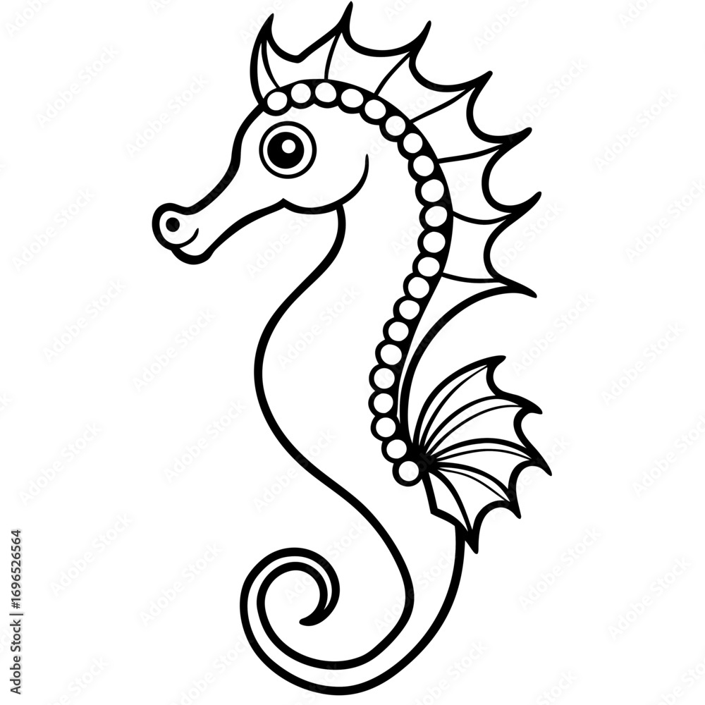 Fototapeta premium Oceanic Seahorse Jewel a simple line art vector