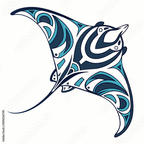 Tribal manta ray illustration
