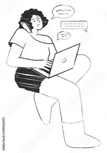 Woman working and talking on the phone