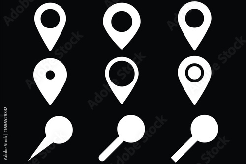 Location pins in black and red colors Set of location pin icon vector. location vector icon set. point illustration sign collection. position symbol. place logo. red pin isolated. map pin location 