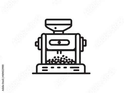 Seed Pelleting Machine Icon in Minimal Farming Equipment Vector Illustration