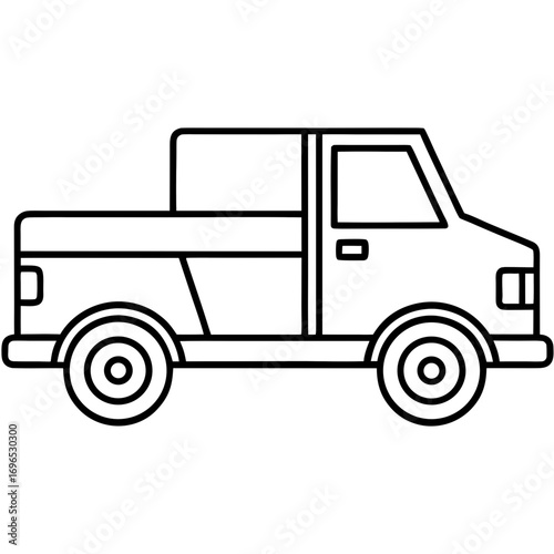 Pickup Truck Icon line art vector