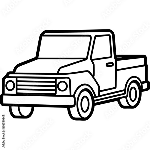 Pickup Truck Icon line art vector