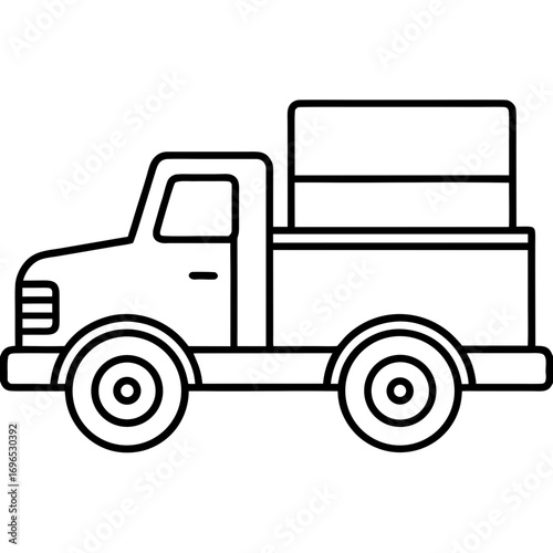 Pickup Truck Icon line art vector