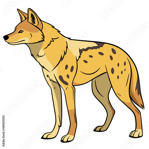 Illustration of a spotted hyena standing