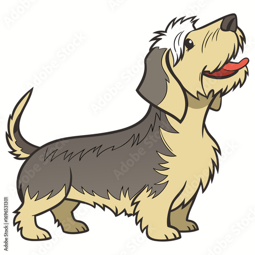 Cartoon wirehaired dachshund dog standing on