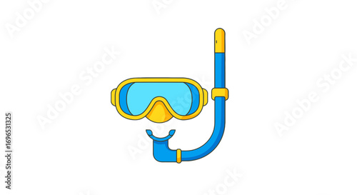 Diving snorkeling mask summer vacation underwater equipment swim gear ocean sea adventure cartoon illustration on transparent background
