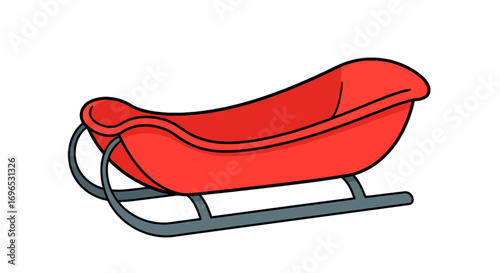 Cartoon holiday sleigh winter season fun ride christmas sledding activity graphic art illustration on transparent background
