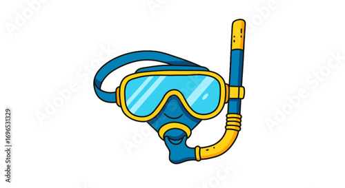 Cartoon scuba diving snorkel mask underwater swimming gear ocean vacation summer holiday equipment illustration on transparent background