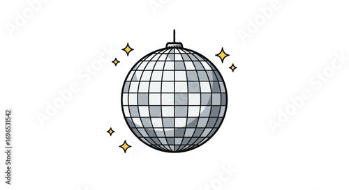 Disco ball party lights celebration sparkle shiny mirror ball dance floor retro vintage clubbing event on transparent background