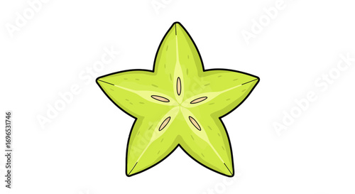 Star fruit tropical fruit exotic fruit healthy food vitamin c delicious fruit star shape sweet and sour taste on transparent background