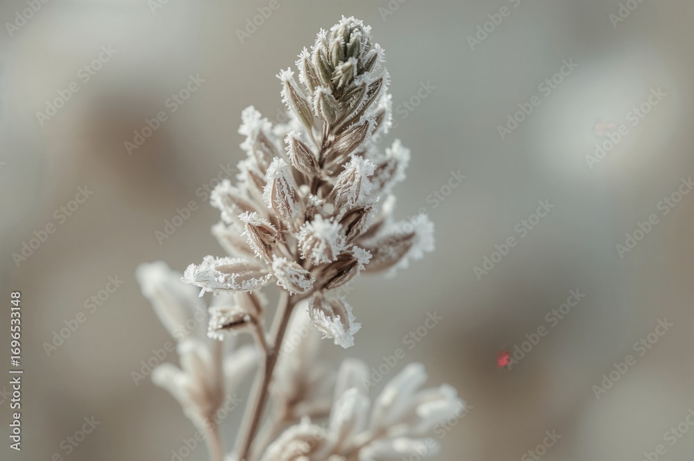 Naklejka premium Close-up shot of a wild plant during the cold season