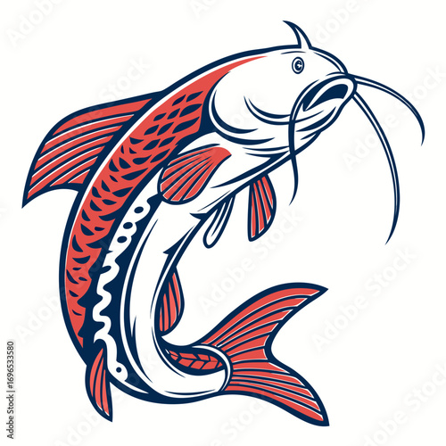 Stylized illustration of a koi fish