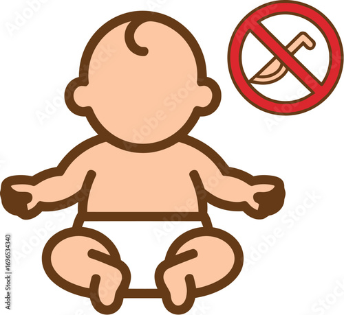 Infant circumcision ban baby safety and health awareness icon
