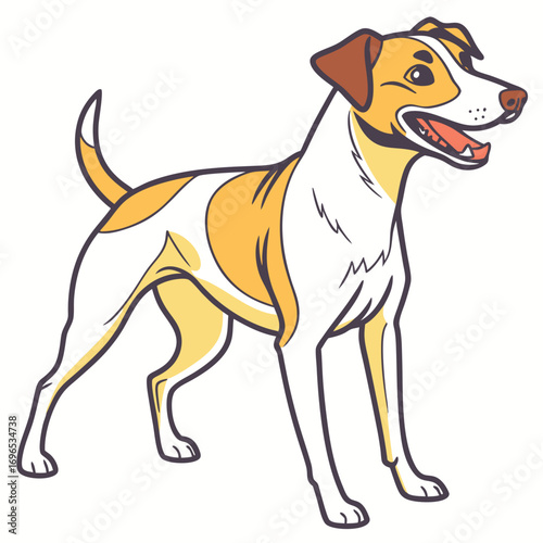 Happy jack russell terrier dog standing and smiling