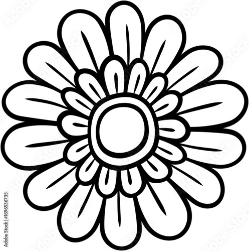 Cute flowers in  black  and color 