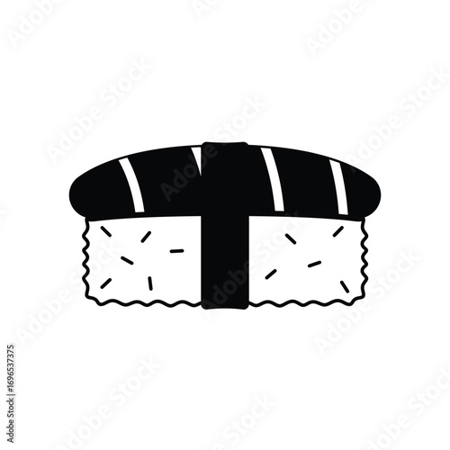 Sushi Silhouette. Black and White Icon Design Elements on Isolated White Background