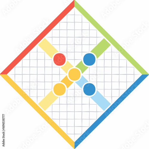 Colorful Board Game On White Grid Background