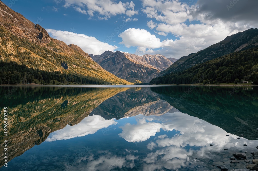 Obraz premium Mountain scenery mirrored in the lake