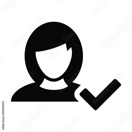 Account Verified Icon - Solid Black Glyph for Admin & Account Verification in Glyph Style Illustration
