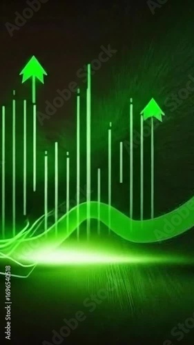 Green stock market chart showing growth and success