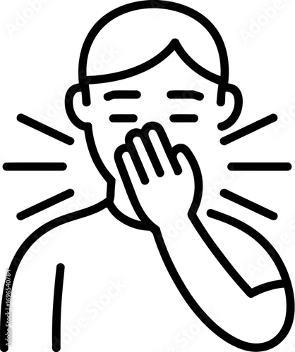 Person covering mouth and nose due to sneezing or coughing icon